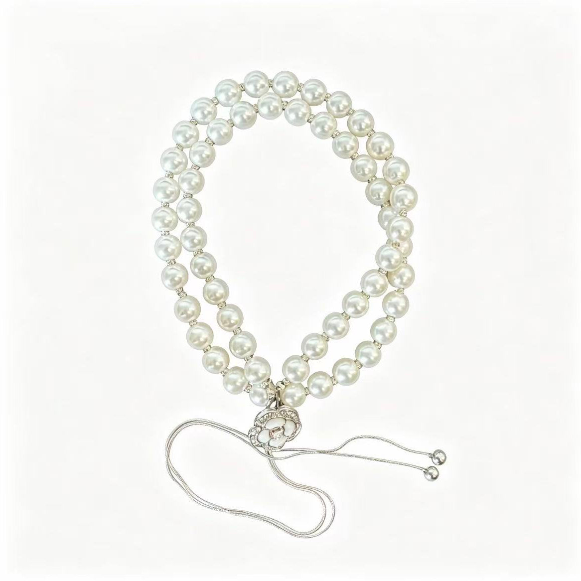 Camellia Charm Single‑Strand Natural Pearl Necklace