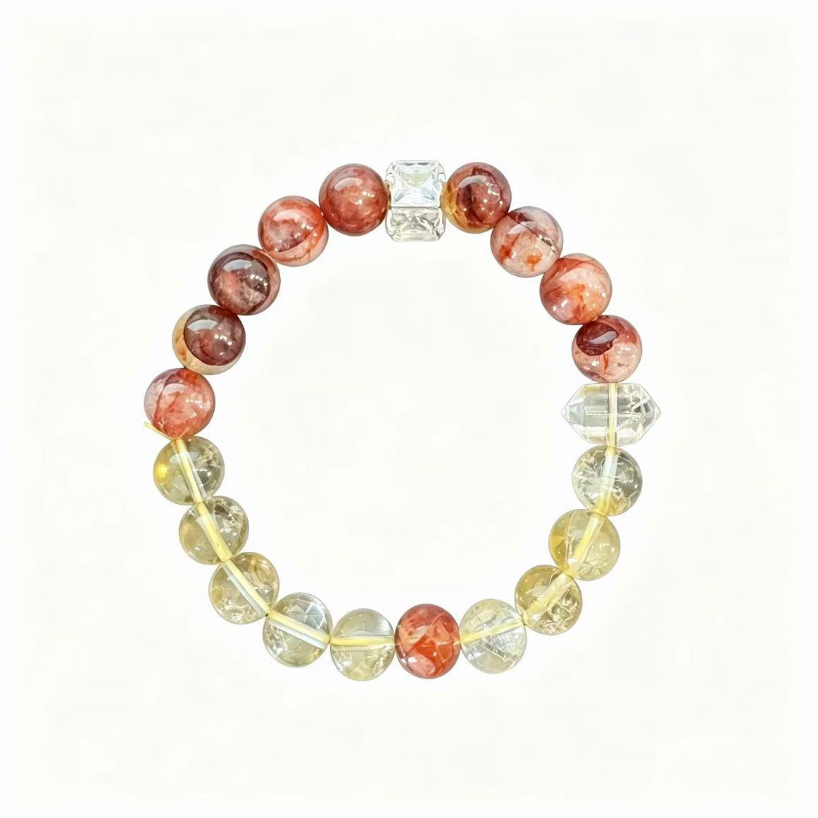 Natural Yellow Tower Crystal Red Hematoid Bracelet