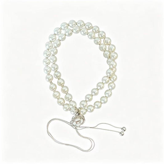 Camellia Charm Single‑Strand Natural Pearl Necklace