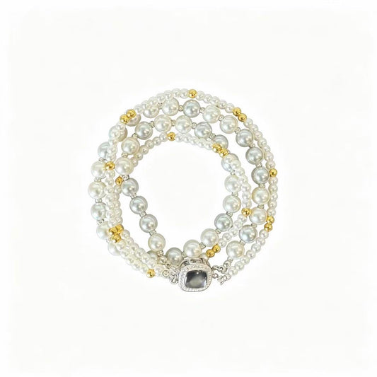Two‑Tone Single‑Strand Natural Pearl Necklace