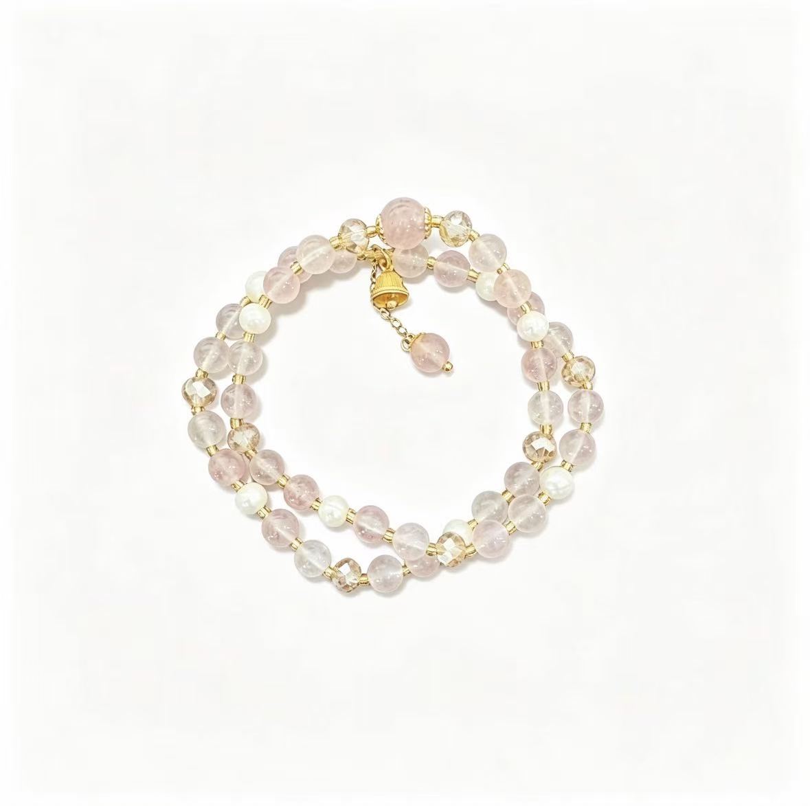 Pink Rose Quartz Double‑Layer Bracelet