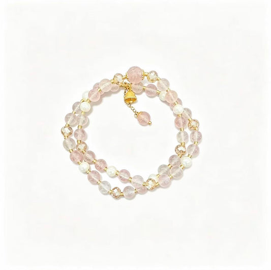 Pink Rose Quartz Double‑Layer Bracelet