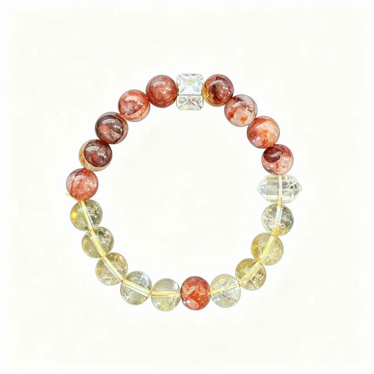 Natural Yellow Tower Crystal Red Hematoid Bracelet